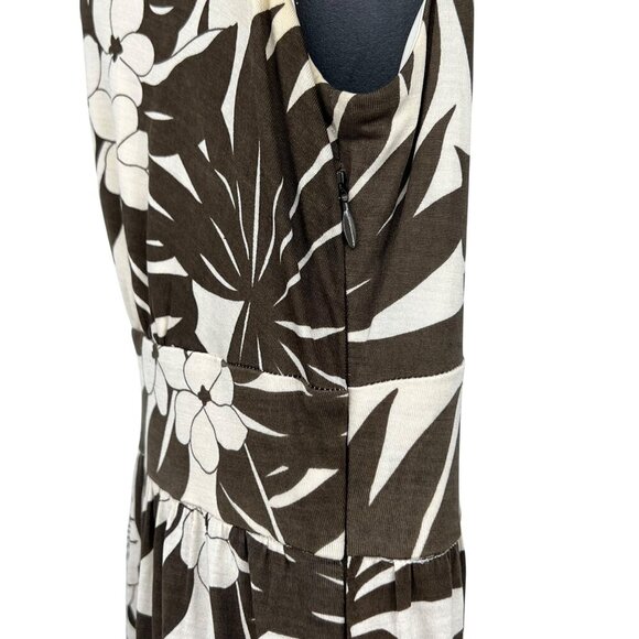 Tommy Bahama Women Floral Sleeveless Dress Medium 8 10 Silk Brown Beige VGUC - Picture 7 of 11